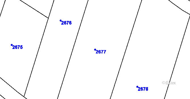 Parcela st. 2677 v KÚ Mouřínov, Katastrální mapa