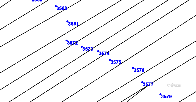 Parcela st. 3574 v KÚ Mouřínov, Katastrální mapa
