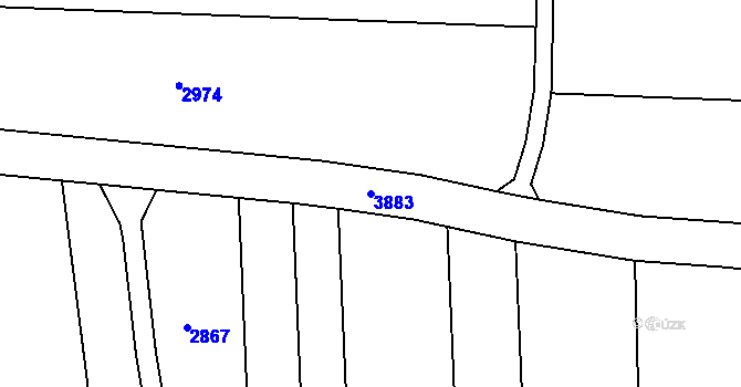 Parcela st. 3883 v KÚ Mouřínov, Katastrální mapa