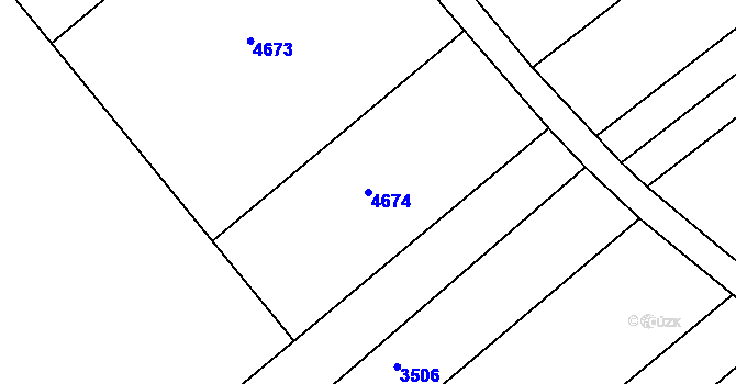 Parcela st. 4674 v KÚ Mouřínov, Katastrální mapa
