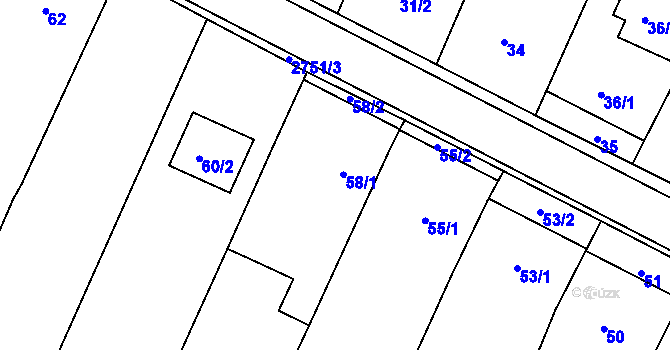 Parcela st. 58 v KÚ Moutnice, Katastrální mapa