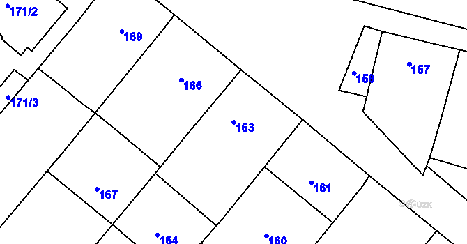 Parcela st. 163 v KÚ Moutnice, Katastrální mapa