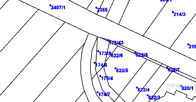 Parcela st. 173/2 v KÚ Moutnice, Katastrální mapa