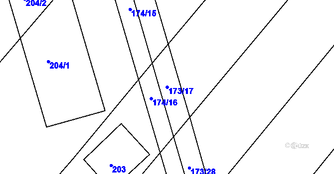 Parcela st. 173/17 v KÚ Moutnice, Katastrální mapa