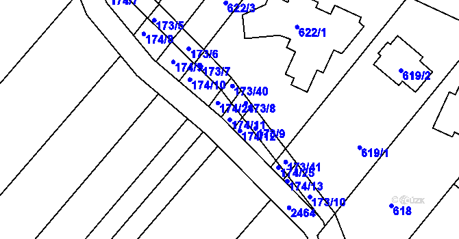 Parcela st. 174/11 v KÚ Moutnice, Katastrální mapa