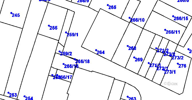 Parcela st. 264 v KÚ Moutnice, Katastrální mapa