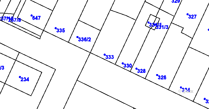 Parcela st. 333 v KÚ Moutnice, Katastrální mapa