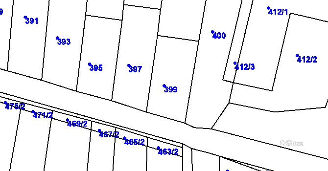Parcela st. 399 v KÚ Moutnice, Katastrální mapa