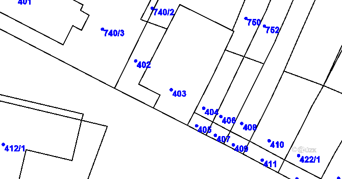 Parcela st. 403 v KÚ Moutnice, Katastrální mapa