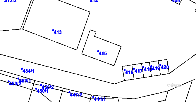 Parcela st. 415 v KÚ Moutnice, Katastrální mapa
