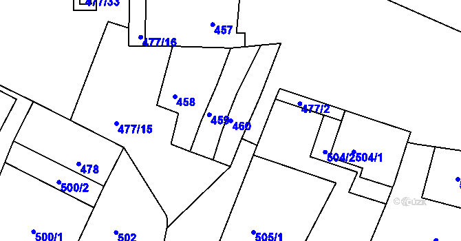 Parcela st. 460 v KÚ Moutnice, Katastrální mapa