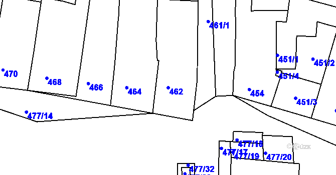 Parcela st. 462 v KÚ Moutnice, Katastrální mapa