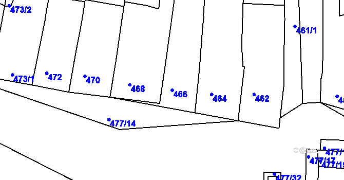 Parcela st. 466 v KÚ Moutnice, Katastrální mapa