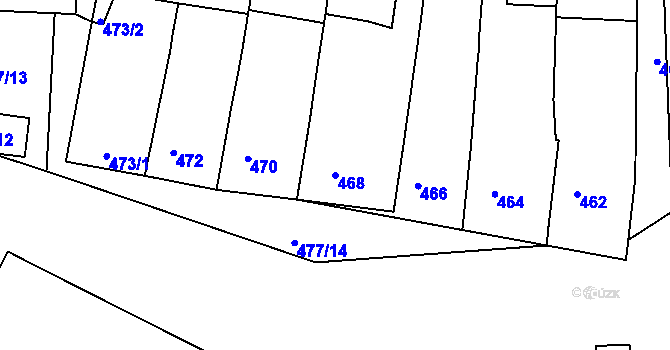 Parcela st. 468 v KÚ Moutnice, Katastrální mapa