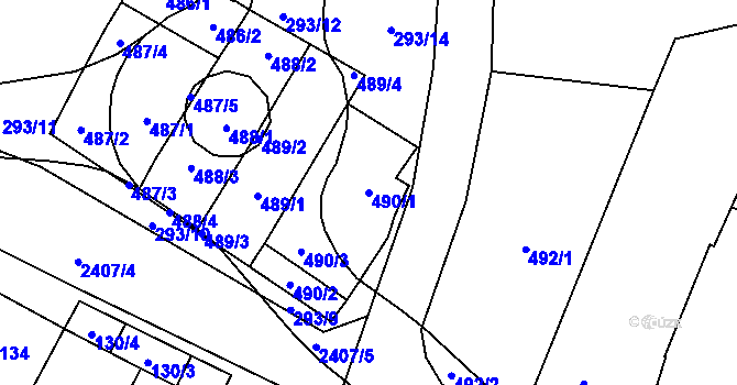 Parcela st. 490/1 v KÚ Moutnice, Katastrální mapa