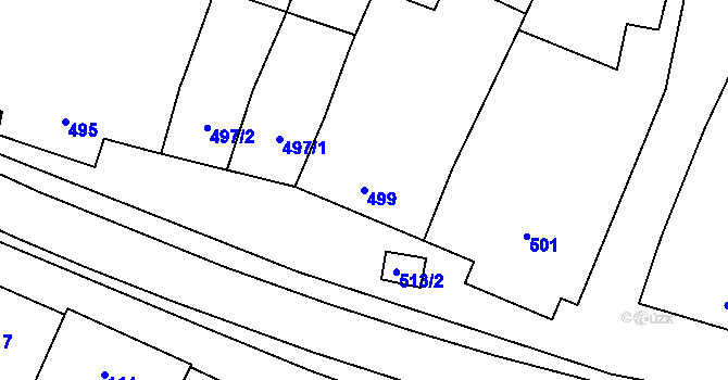 Parcela st. 499 v KÚ Moutnice, Katastrální mapa