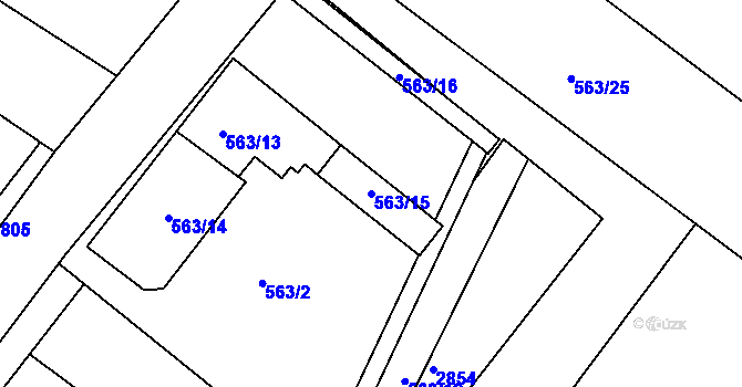 Parcela st. 563/15 v KÚ Moutnice, Katastrální mapa