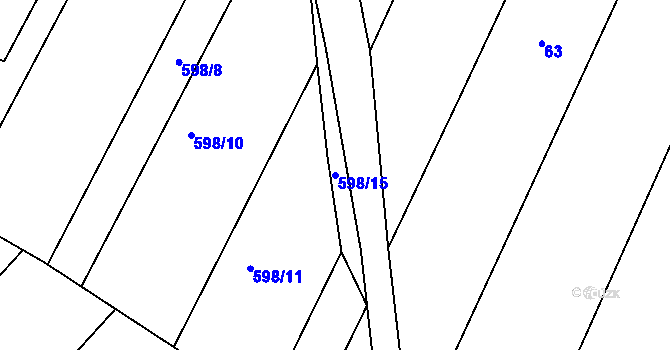 Parcela st. 598/15 v KÚ Moutnice, Katastrální mapa