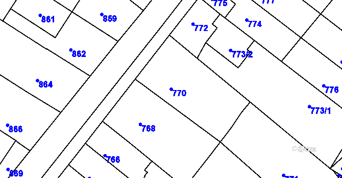 Parcela st. 770 v KÚ Moutnice, Katastrální mapa