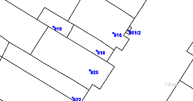 Parcela st. 918 v KÚ Moutnice, Katastrální mapa
