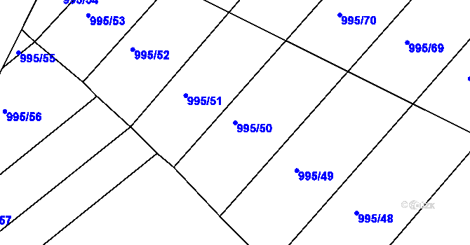 Parcela st. 995/50 v KÚ Moutnice, Katastrální mapa