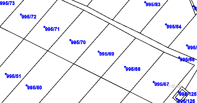 Parcela st. 995/69 v KÚ Moutnice, Katastrální mapa