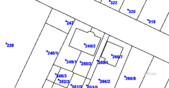Parcela st. 249/2 v KÚ Moutnice, Katastrální mapa