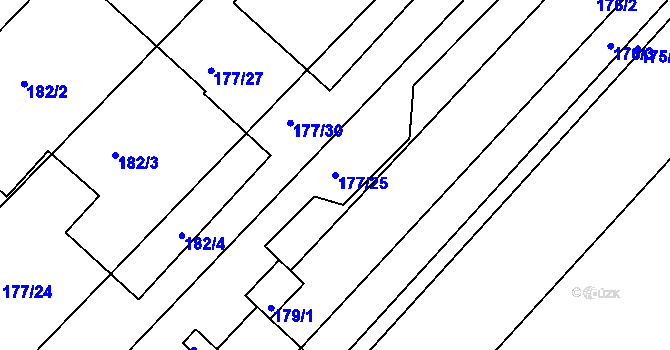 Parcela st. 177/25 v KÚ Moutnice, Katastrální mapa
