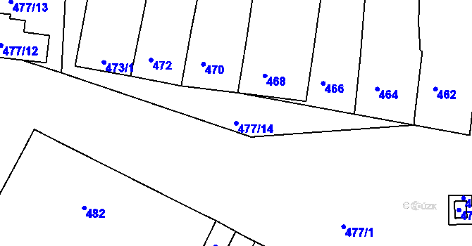 Parcela st. 477/14 v KÚ Moutnice, Katastrální mapa