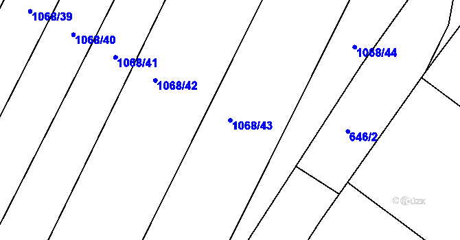 Parcela st. 1068/43 v KÚ Moutnice, Katastrální mapa