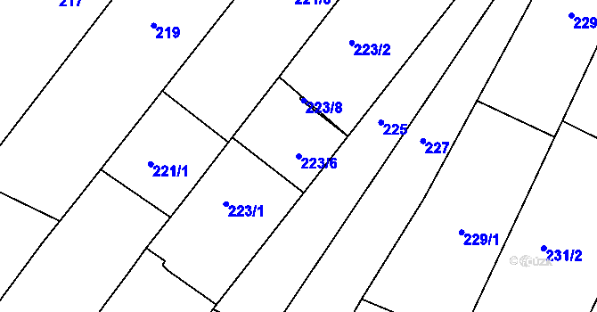 Parcela st. 223/6 v KÚ Moutnice, Katastrální mapa