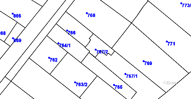 Parcela st. 767/2 v KÚ Moutnice, Katastrální mapa