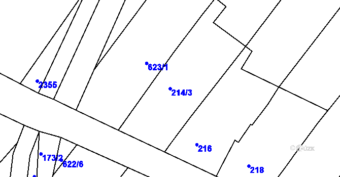 Parcela st. 214/3 v KÚ Moutnice, Katastrální mapa