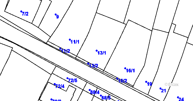 Parcela st. 13/1 v KÚ Moutnice, Katastrální mapa