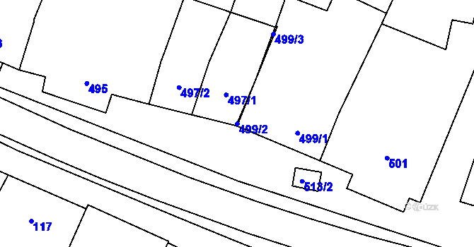 Parcela st. 499/2 v KÚ Moutnice, Katastrální mapa