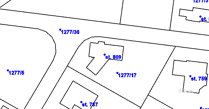 Parcela st. 809 v KÚ Mrač, Katastrální mapa