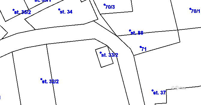 Parcela st. 33/2 v KÚ Mrač, Katastrální mapa