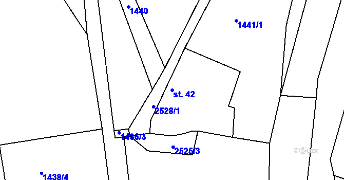 Parcela st. 42 v KÚ Mrač, Katastrální mapa