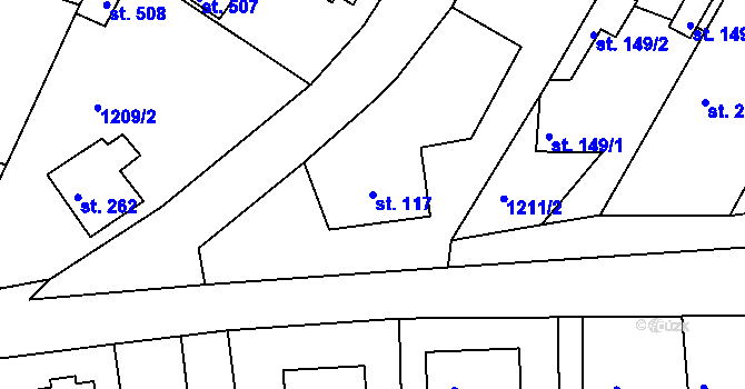 Parcela st. 117 v KÚ Mrač, Katastrální mapa