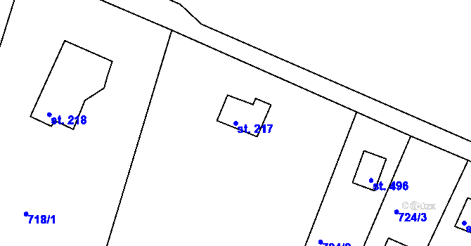 Parcela st. 217 v KÚ Mrač, Katastrální mapa