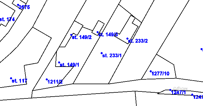 Parcela st. 233/1 v KÚ Mrač, Katastrální mapa