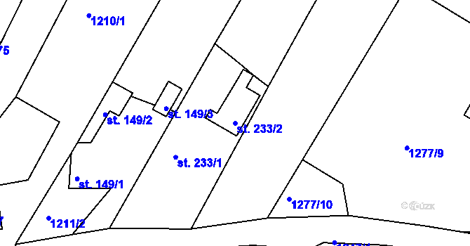 Parcela st. 233/2 v KÚ Mrač, Katastrální mapa