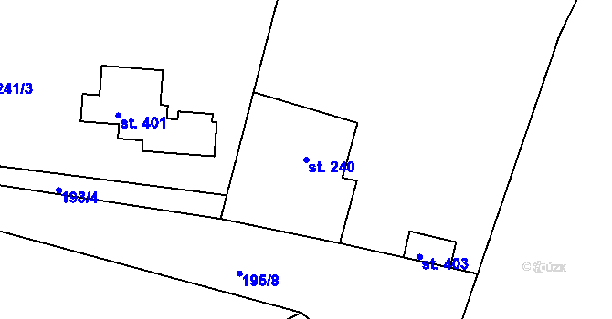 Parcela st. 240 v KÚ Mrač, Katastrální mapa