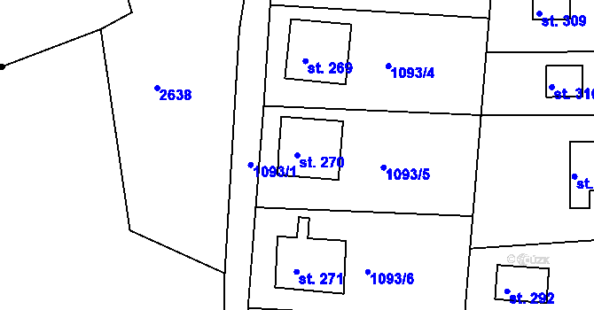 Parcela st. 270 v KÚ Mrač, Katastrální mapa