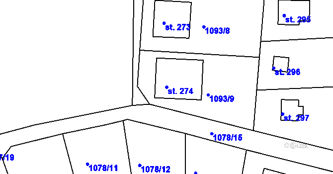Parcela st. 274 v KÚ Mrač, Katastrální mapa