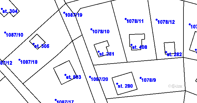 Parcela st. 281 v KÚ Mrač, Katastrální mapa