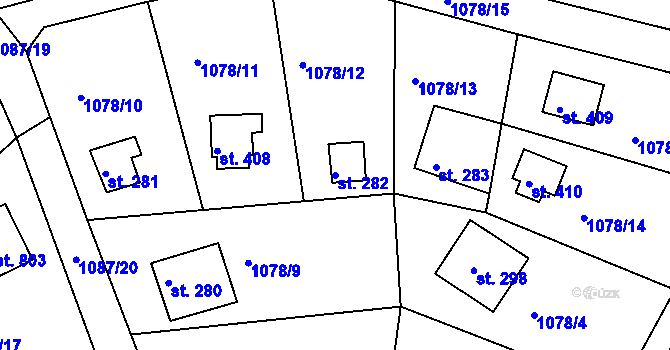 Parcela st. 282 v KÚ Mrač, Katastrální mapa