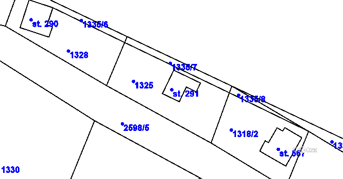 Parcela st. 291 v KÚ Mrač, Katastrální mapa