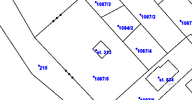 Parcela st. 313 v KÚ Mrač, Katastrální mapa