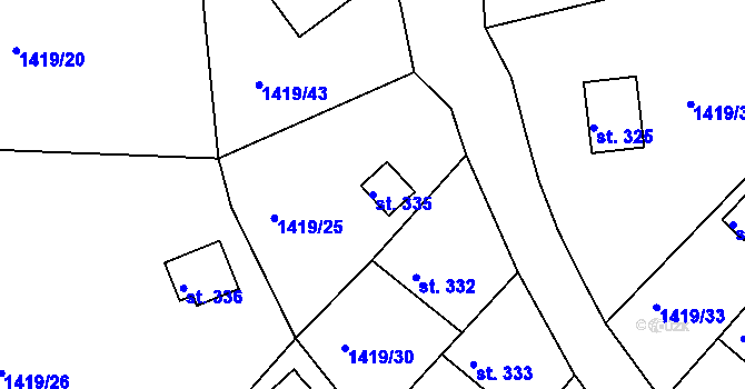 Parcela st. 335 v KÚ Mrač, Katastrální mapa